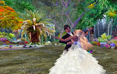 a dream-like image of a dancing couple