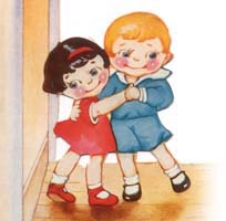 old drawing of children dancing