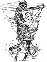 drawing of a man spinning a woman uncomfortably